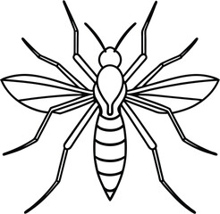 Black and white vector illustration of a spider, beetle, and bee on white background