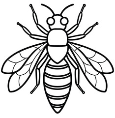 Bee on a flower vector illustration on white background