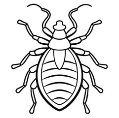 Black and white vector beetle illustration of a cute insect
