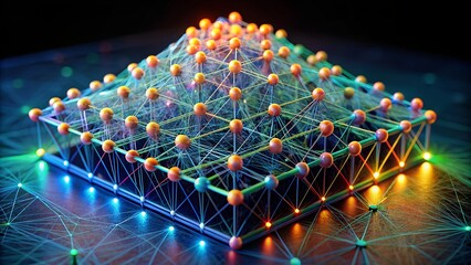 Dynamic neural network visualization showcases interconnected data flow and complex AI learning processes