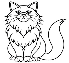 Vector illustration of a cute black cat with a kitten, dog, and mouse on white background