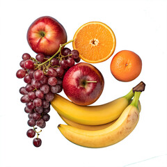 Colorful Mix of Fresh Fruits – Tropical and Healthy Fruits on White Background