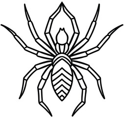 Black spider vector illustration on white background cartoon tattoo design icon silhouette