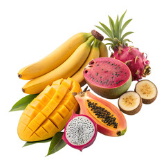 Vibrant Fruit Arrangement with Dragon Fruit – Tropical Exotic PNG Composition