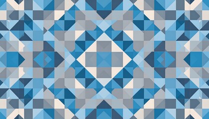 Geometric pattern of interlocking triangles in shades of blue and gray