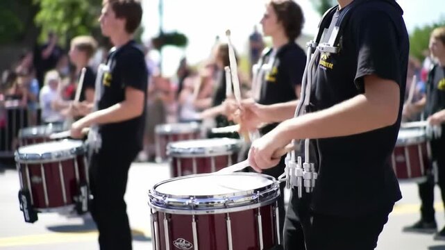 Marching Band Drumline: Dynamic Rhythm, Powerful Performance, Parade Energy