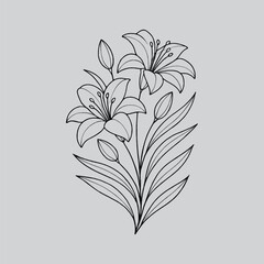 Simple Canna Lily Flower Outline for Crafts