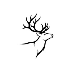 Obraz premium Black and White Silhouette of a Stag's Head