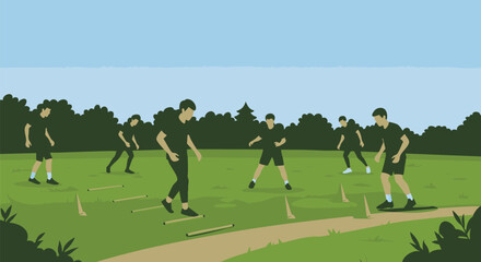 Group Fitness Outdoor Exercise and Team Agility Training