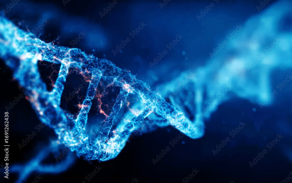 Poster high - tech visualization of a dna double helix structure