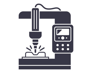 Black icon milling machine for metal. flat illustration.
