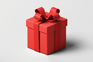 Obraz premium Red Gift Box with Bow - Minimalist Stock Photo