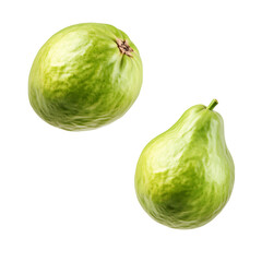 two guavas floating in the air, transparent background