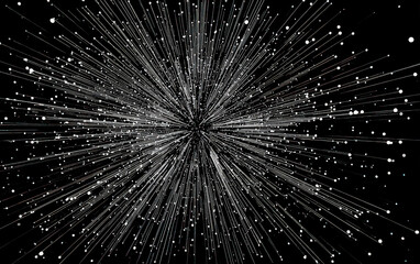 Abstract Bursting Lines and Dots in Black Background