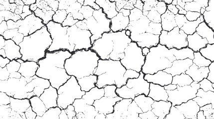 Cracked vector hand drawn line art in nature, cracked earth seamless texture in grunge — stock vector