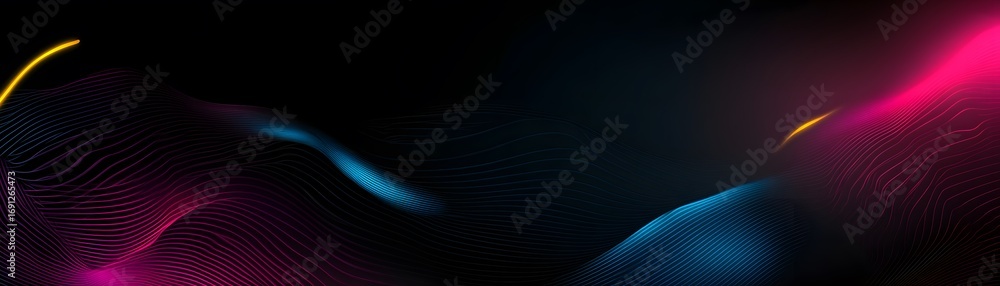 Poster abstract design with flowing lines and vibrant neon colors creates a dynamic and futuristic aestheti