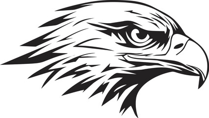 Obraz premium Eagle vector hand drawn line art in nature, eagle head side view in bold — stock vector