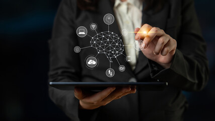 A visual of artificial intelligence network connecting AI, network, and system across a structured digital platform for seamless AI communication Latch