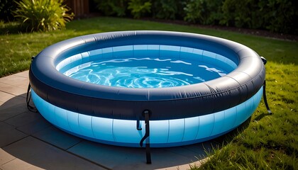 Inflatable pool in a backyard