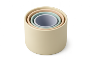 Pastel measuring cups, nested, isolated on transparent background, cute stack