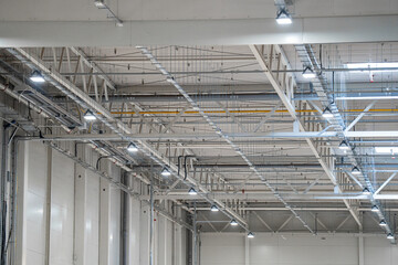 modern LED ceiling lighting in the production hall - warehouse