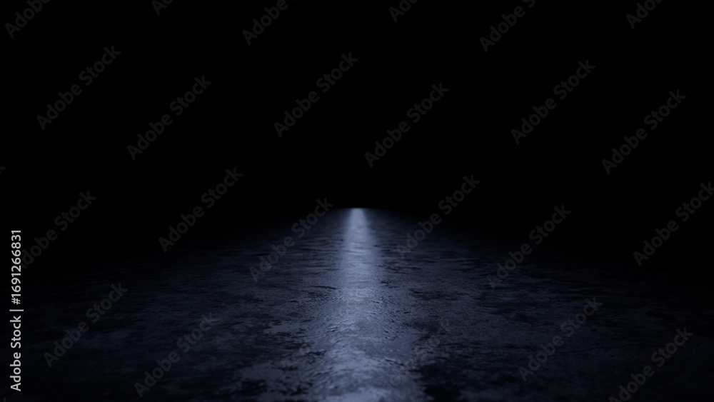 Poster light beams illuminating a dark concrete surface, creating a mysterious and dramatic atmosphere, per