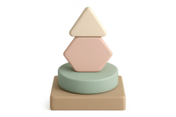 Abstract pastel geometric shapes isolated on transparent background render