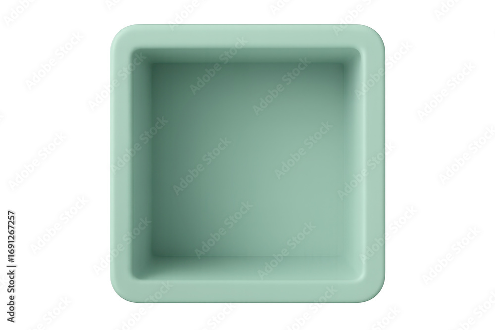Poster empty pale green square container isolated on a transparent background, studio
