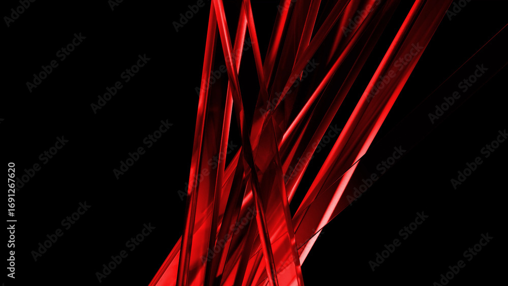 Aufkleber dynamic red lines converge and intersect against a stark black background, creating a vibrant and en