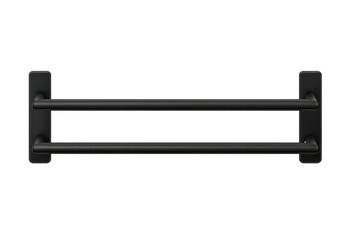 Modern black towel warmer isolated on transparent background, minimalist style