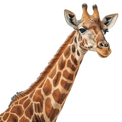 Naklejka premium Rothschild's giraffe Giraffa camelopardalis rothschildi isolated PNG giraffe species wildlife conservation Rothschild's giraffe profile image tall mammal transparent cutout nature
