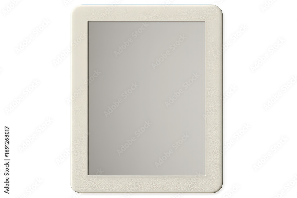 Poster beige e-reader with blank screen isolated on transparent background