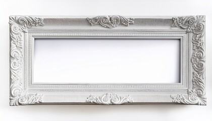Obraz premium white ornate vintage picture frame on white background