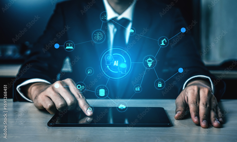 Aufkleber ai collaboration enhances connected intelligence through robotics, data, and cloud. ai collaboration