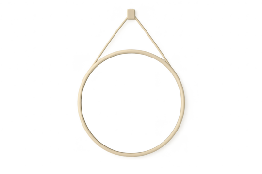 Elegant beige loop frame with triangular top isolated on transparent background