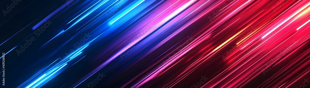 Poster vibrant diagonal lines of glowing, dynamic colors create a striking abstract design.