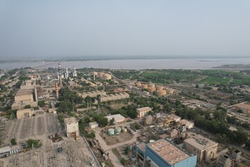 aerial view of city and grid station