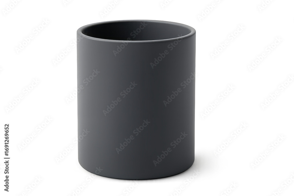 Poster dark gray minimalist cylindrical container isolated on transparent background