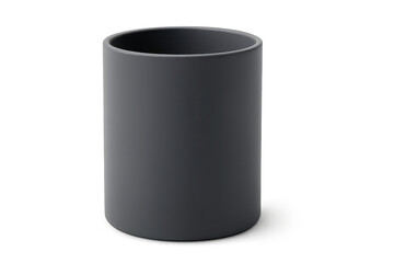 Dark gray minimalist cylindrical container isolated on transparent background