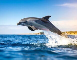 Fototapeta premium Dolphin leaping from ocean waves