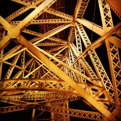 metal bridge in the night, porto