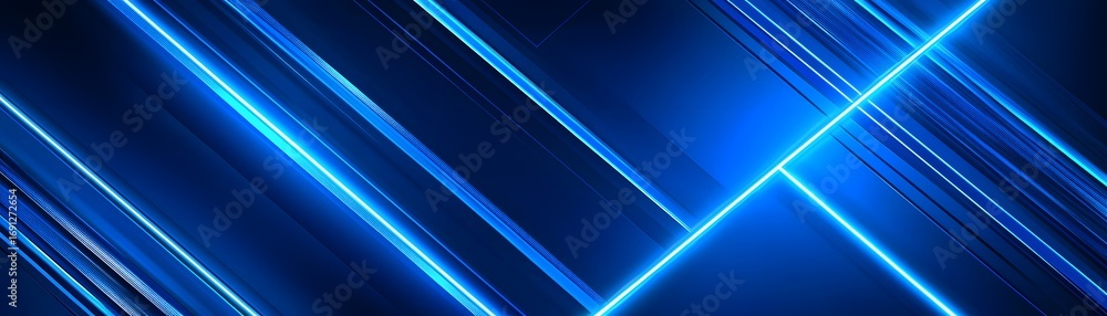 Poster a striking design featuring diagonal, luminous blue lines creating a dynamic and futuristic aestheti