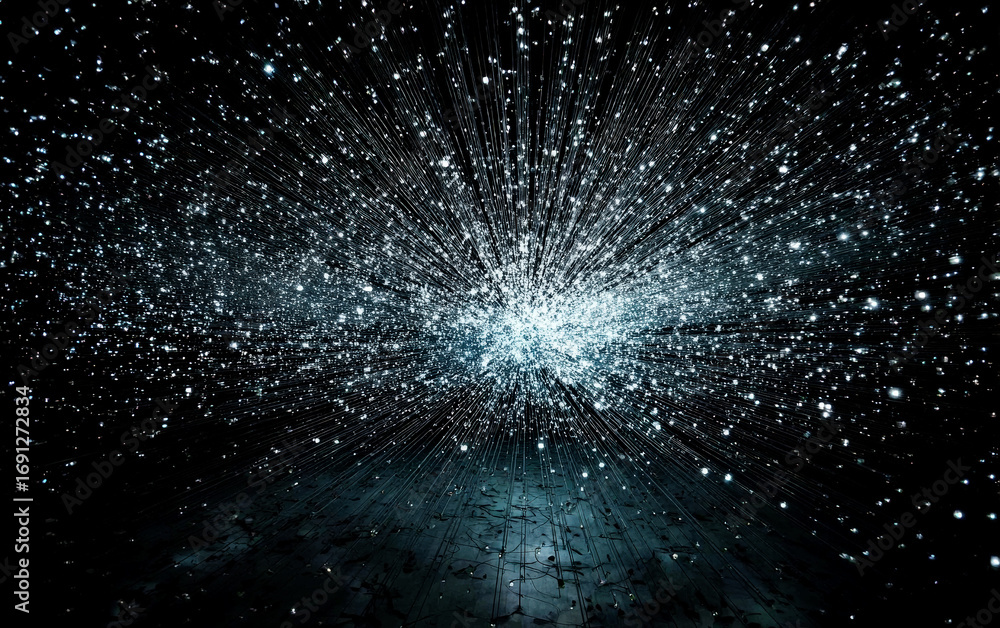 Poster a stunning burst of light and particles in an abstract pattern