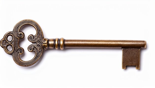 isolated vintage key on white background