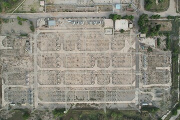 aerial view of city and grid station