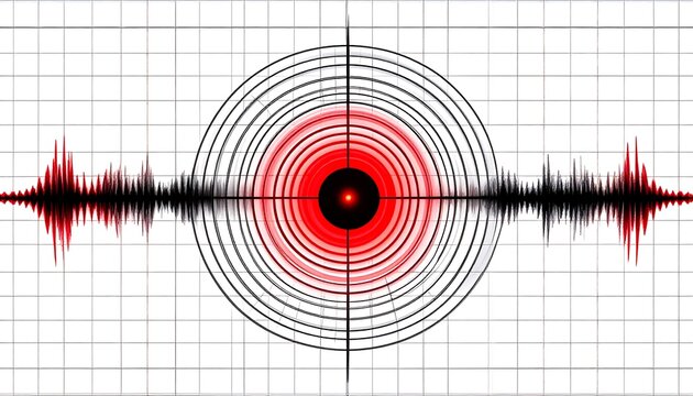 Circular target overlaid with audio waveforms on a grid
