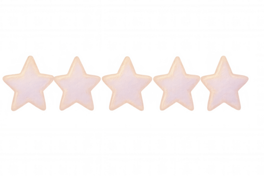 Pink star icons rating five-star customer feedback, symbolizing top-quality product experience against transparent backdrop