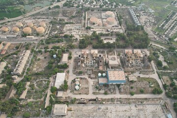 aerial view of city and grid station