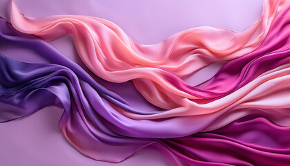 Obraz premium Smooth Flowing Waves Of Vibrant Pink And Purple Fabric Create Visually Striking Abstract Composition Texture And Depth Evoke Sense Of Movement And Elegance Inviting Viewers To Explore Intricate
