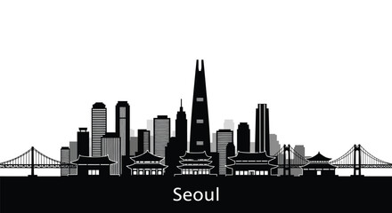 Seoul City Skyline Illustration